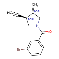 Chemical structure of rac-(3R,4S)-1-(3-bromobenzoyl)-3-ethynyl-4-methylpyrrolidine - CSSB14948881004