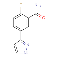 Chemical structure of 2-fluoro-5-(1H-pyrazol-3-yl)benzamide - CSSB00042717669