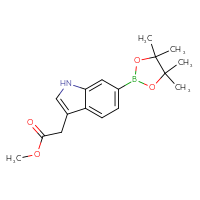 Chemical structure of methyl 2-[6-(4,4,5,5-tetramethyl-1,3,2-dioxaborolan-2-yl)-1H-indol-3-yl]acetate - CSSB03567560538