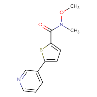 Chemical structure of N-methoxy-N-methyl-5-(pyridin-3-yl)thiophene-2-carboxamide - CSSB01395048576