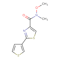 Chemical structure of N-methoxy-N-methyl-2-(thiophen-3-yl)-1,3-thiazole-4-carboxamide - CSSB00000273672