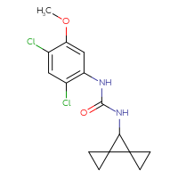 Chemical structure of 1-(2,4-dichloro-5-methoxyphenyl)-3-{dispiro[2.0.2⁴.1³]heptan-7-yl}urea - CSSB02363107479