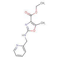 Chemical structure of ethyl 5-methyl-2-{[(pyridin-2-yl)methyl]amino}-1,3-oxazole-4-carboxylate - CSSB00133858045
