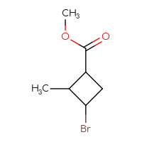 Chemical structure of methyl 3-bromo-2-methylcyclobutane-1-carboxylate - CSSB21246295787