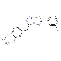 Chemical structure of 6-(3-bromophenyl)-3-[(3,4-dimethoxyphenyl)methyl]-[1,2,4]triazolo[3,4-b][1,3,4]thiadiazole - CSSB00121606643
