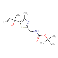 Chemical structure of tert-butyl N-{[5-(2-hydroxybut-3-en-2-yl)-4-methyl-1,3-thiazol-2-yl]methyl}carbamate - CSSB07093059420