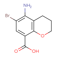 Chemical structure of 5-amino-6-bromo-3,4-dihydro-2H-1-benzopyran-8-carboxylic acid - CSSB00010126191