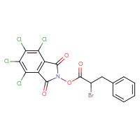 Chemical structure of 4,5,6,7-tetrachloro-1,3-dioxo-2,3-dihydro-1H-isoindol-2-yl 2-bromo-3-phenylpropanoate - CSSB20270230654