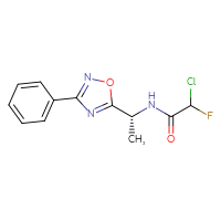 Chemical structure of 2-chloro-2-fluoro-N-[(1R)-1-(3-phenyl-1,2,4-oxadiazol-5-yl)ethyl]acetamide - CSSB21332125609