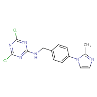 Chemical structure of 4,6-dichloro-N-{[4-(2-methyl-1H-imidazol-1-yl)phenyl]methyl}-1,3,5-triazin-2-amine - CSSB06546415682