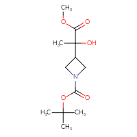 Chemical structure of tert-butyl 3-(2-hydroxy-1-methoxy-1-oxopropan-2-yl)azetidine-1-carboxylate - CSSB20534474570