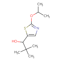 Chemical structure of 2,2-dimethyl-1-[2-(propan-2-yloxy)-1,3-thiazol-5-yl]propan-1-ol - CSSB20860659594