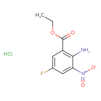 Chemical structure of ethyl 2-amino-5-fluoro-3-nitrobenzoate hydrochloride - CSSB20963515520