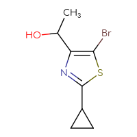 Chemical structure of 1-(5-bromo-2-cyclopropyl-1,3-thiazol-4-yl)ethan-1-ol - CSSB20647517194