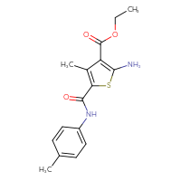 Chemical structure of ethyl 2-amino-4-methyl-5-[(4-methylphenyl)carbamoyl]thiophene-3-carboxylate - CSSB00020595892