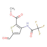 Chemical structure of methyl 5-formyl-3-(2,2,2-trifluoroacetamido)thiophene-2-carboxylate - CSSB00103146695