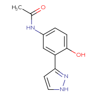 Chemical structure of N-[4-hydroxy-3-(1H-pyrazol-3-yl)phenyl]acetamide - CSSB00010232147