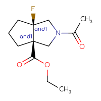 Chemical structure of rac-ethyl (3aR,6aS)-2-acetyl-6a-fluoro-octahydrocyclopenta[c]pyrrole-3a-carboxylate - CSSB21444811901