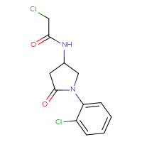 Chemical structure of 2-chloro-N-[1-(2-chlorophenyl)-5-oxopyrrolidin-3-yl]acetamide - CSSB01563603167