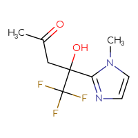 Chemical structure of 5,5,5-trifluoro-4-hydroxy-4-(1-methyl-1H-imidazol-2-yl)pentan-2-one - CSSB00000025320