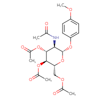 Chemical structure of [(2R,3S,4R,5R,6S)-3,4-bis(acetyloxy)-5-acetamido-6-(4-methoxyphenoxy)oxan-2-yl]methyl acetate - CSSS00102607212
