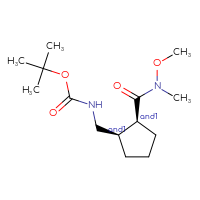 Chemical structure of rac-tert-butyl N-{[(1R,2S)-2-[methoxy(methyl)carbamoyl]cyclopentyl]methyl}carbamate - CSSB21291562989