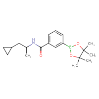 Chemical structure of N-(1-cyclopropylpropan-2-yl)-3-(4,4,5,5-tetramethyl-1,3,2-dioxaborolan-2-yl)benzamide - CSSB02195991371