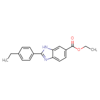 Chemical structure of ethyl 2-(4-ethylphenyl)-1H-1,3-benzodiazole-6-carboxylate - CSSB02779342522