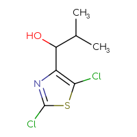 Chemical structure of 1-(2,5-dichloro-1,3-thiazol-4-yl)-2-methylpropan-1-ol - CSSB21246458745