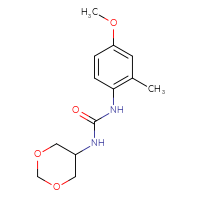 Chemical structure of 1-(1,3-dioxan-5-yl)-3-(4-methoxy-2-methylphenyl)urea - CSSB21432453400