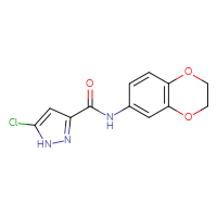 Chemical structure of 5-chloro-N-(2,3-dihydro-1,4-benzodioxin-6-yl)-1H-pyrazole-3-carboxamide - CSSB06500013773