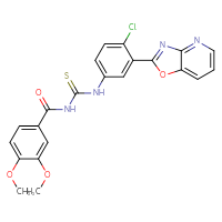 Chemical structure of 1-(4-chloro-3-{[1,3]oxazolo[4,5-b]pyridin-2-yl}phenyl)-3-(3,4-dimethoxybenzoyl)thiourea - CSSB00121706510