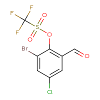 Chemical structure of 2-bromo-4-chloro-6-formylphenyl trifluoromethanesulfonate - CSSB21009689382