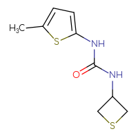 Chemical structure of 1-(5-methylthiophen-2-yl)-3-(thietan-3-yl)urea - CSSB01646660451