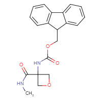 Chemical structure of (9H-fluoren-9-yl)methyl N-[3-(methylcarbamoyl)oxetan-3-yl]carbamate - CSSB21043407582