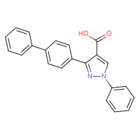 Chemical structure of 3-{[1,1'-biphenyl]-4-yl}-1-phenyl-1H-pyrazole-4-carboxylic acid - CSSB00000745802