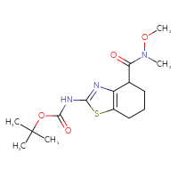 Chemical structure of tert-butyl N-{4-[methoxy(methyl)carbamoyl]-4,5,6,7-tetrahydro-1,3-benzothiazol-2-yl}carbamate - CSSB01395048724