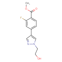 Chemical structure of methyl 2-fluoro-4-[1-(2-hydroxyethyl)-1H-pyrazol-4-yl]benzoate - CSSB03102992678