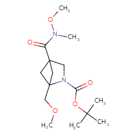 Chemical structure of tert-butyl 4-[methoxy(methyl)carbamoyl]-1-(methoxymethyl)-2-azabicyclo[2.1.1]hexane-2-carboxylate - CSSB03554190263