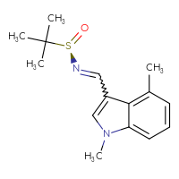 Chemical structure of (R)-N-[(1,4-dimethyl-1H-indol-3-yl)methylidene]-2-methylpropane-2-sulfinamide - CSSB21331810033