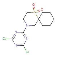 Chemical structure of 4-(4,6-dichloro-1,3,5-triazin-2-yl)-1λ⁶-thia-4-azaspiro[5.5]undecane-1,1-dione - CSSB21332128405