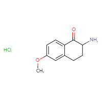Chemical structure of 2-amino-6-methoxy-1,2,3,4-tetrahydronaphthalen-1-one hydrochloride - CSSB00160553308