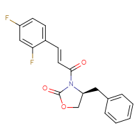 Chemical structure of (4S)-4-benzyl-3-[(2E)-3-(2,4-difluorophenyl)prop-2-enoyl]-1,3-oxazolidin-2-one - CSSB20621661768