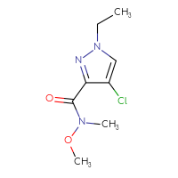 Chemical structure of 4-chloro-1-ethyl-N-methoxy-N-methyl-1H-pyrazole-3-carboxamide - CSSB00011105761