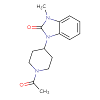 Chemical structure of 1-(1-acetylpiperidin-4-yl)-3-methyl-2,3-dihydro-1H-1,3-benzodiazol-2-one - CSSB14292352486