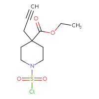 Chemical structure of ethyl 1-(chlorosulfonyl)-4-(prop-2-yn-1-yl)piperidine-4-carboxylate - CSSB21224772307