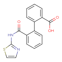 Chemical structure of 2'-[(1,3-thiazol-2-yl)carbamoyl]-[1,1'-biphenyl]-2-carboxylic acid - CSSB00027339994