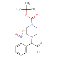 Chemical structure of 2-{4-[(tert-butoxy)carbonyl]piperazin-1-yl}-2-(2-nitrophenyl)acetic acid - CSSB00025742340