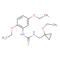 Chemical structure of 1-(2,5-diethoxyphenyl)-3-[(1-ethoxycyclopropyl)methyl]thiourea - CSSB21432452403