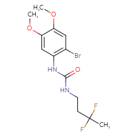 Chemical structure of 1-(2-bromo-4,5-dimethoxyphenyl)-3-(3,3-difluorobutyl)urea - CSSB02075881050